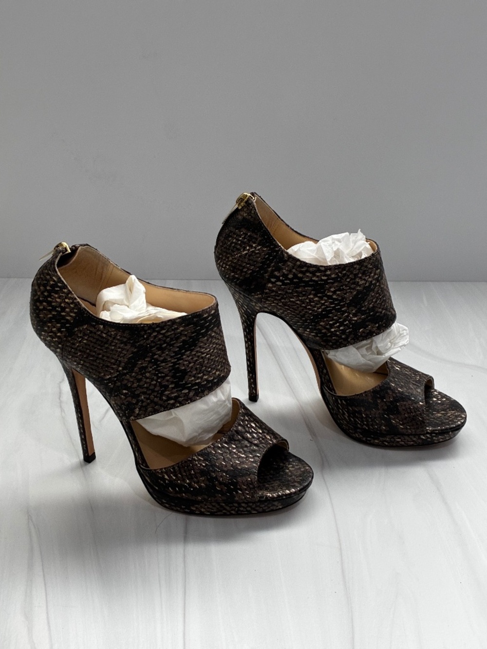 Jimmy Choo metallic printed elaphe sandal